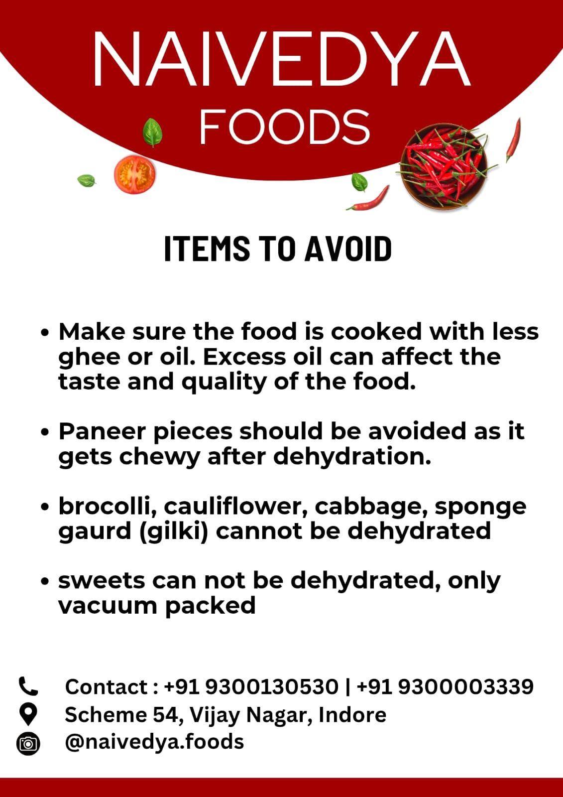 Items To Avoid